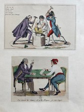 Impression ancienne Révolution française jeux cartes caricature Constitution