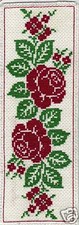 Grille point de croix - MARQUE-PAGE - ROSES ANCIENNES - réf : 6506
