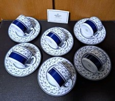 Seltmann Weiden Bavaria Cup Saucer 6 Set Blue Leaf