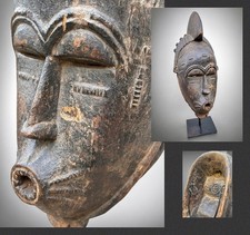 Art Africain Ancien Masque danse BAOULÉ Old Baule Tribal Mask Ivory Coast 1950
