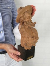 Luigi Paoletti Vintage Statue en Terre Cuite Buste Homme Avec Pipe Époque Xx Sec