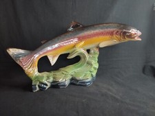 H.BEQUET QUAREGNON BELGIUM, grande Truite en céramique modèle 732, 42,5 cm
