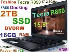 TOSHIBA Tecra R850 i7-2.7GHz  Fast Huge 2TB SSD DVDRW 16GB 15.6 RADEON + Docking