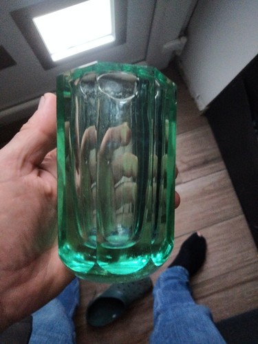 Vase art déco vert cristal - vase,