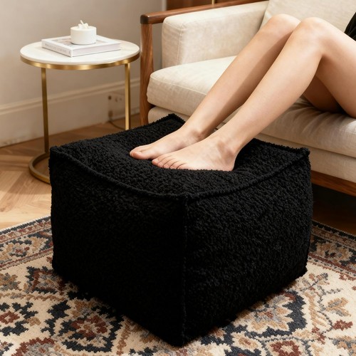 Boucle pouf ottoman footrest - boucle,