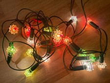 Vintage 80’s Noël Guirlande Électrique Lumineuse Diamants 20 Lampes CLIGNOTANTE
