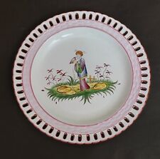OPENWORK PLATE FAIENCE DECOR CHINESE HAND PAINTED ST CLEMENT DECORATOR AA