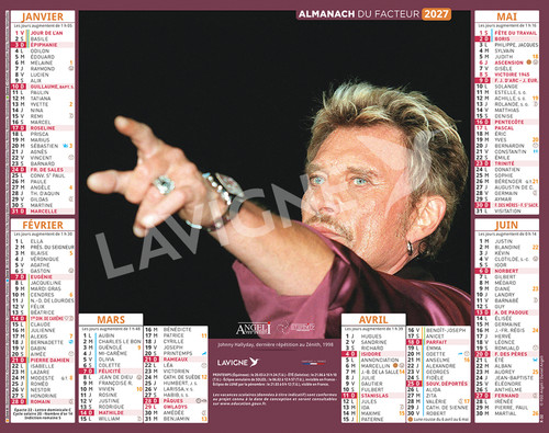 Calendriers johnny hallyday - johnny, la
