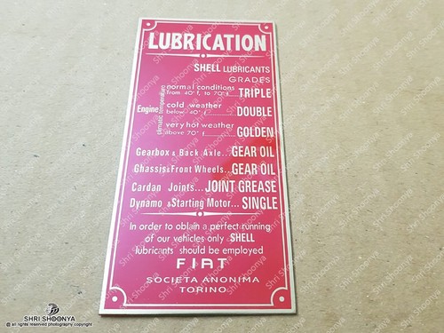 Nameplate fiat shell greasing - nameplate,