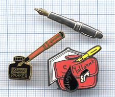 Lot of 3 Pins on Writing Quink PARKER Ink Fountain Pen / Mallarmé College