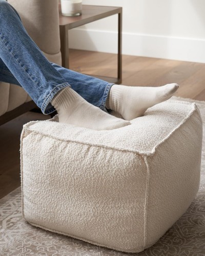 Round boucle pouf ottoman - pouf,