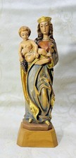 ANRI VIRGIN MARY MADONNA SCULPTURE STATUE WOOD HAND CARVING BLACK DRILL TYROL