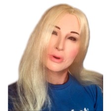 Blanc Femelle Femme Poupée Masque Blond Perruque Latex Fétiche Déguisement Paris