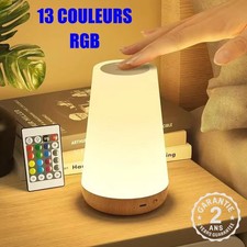 Lampe de Chevet Salon LED RGB Télécommande Rechargeable USB C Tactile 3 Modes