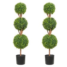 VEVOR Buis Topiaire Artificiel 2 Plantes Déco 122 cm 10 Feuilles Remplaçables