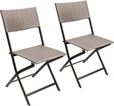 Chaises de Bistro Rotin Marron Chaise de Balcon Pliante Jardin Camping