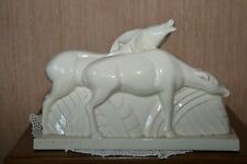 céramique Art Déco craquelé cerf et biche signé Lemanceau edité par  St Clement 