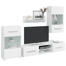Meuble TV Mural 5 Pièces avec Éclairage LED Armoire de Télévision Noir vidaXL