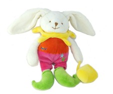 Doudou Lapin Arlequin orange