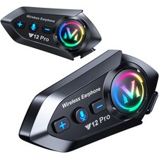 2 x Intercom Moto Kit Bluetooth 5.4 Casque Moto Double-Puce Audio-Multitâche ...