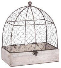 46347000 Wooden & Metal Grey/Brown Decorative Aviary Bird Cage