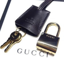 Gucci Gold Color Padlock Cadena W/Keys & Dark Brown Clochette P6