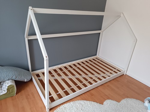 Lit enfant cabane bois blanc - cabane,