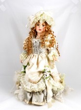 Authentic Curly Beatrice Porcelain Doll - Made in China (LB-122)