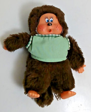 Vintage Monchichi Monkey Doll With Green Shirt  8"  1981 Jolly Plush Toy Co.