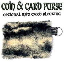 Chinchilla Fausse Fourrure Pièce / Carte Porte-Monnaie Espèces Argent Rfid