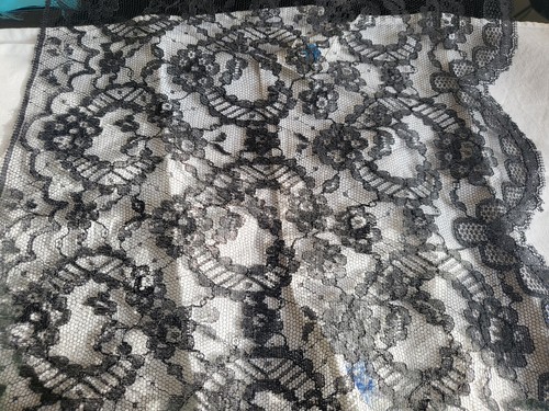 Dentelle vintage noire jupon - dentelle,
