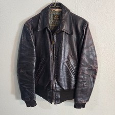 1950s Vintage Horsehide Front Quarter Brown Leather Jacket Talon Zipper