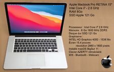 Apple Macbook Pro RETINA 15" - Intel Core i7 - 2.6 GHz - RAM 8Go - SSD Apple 121