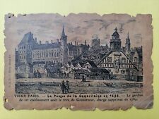 Old postcard style PARCHMENT LEATHER SKIN old PARIS The POMPE of the Samaritan in 1635