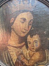 Painting & Painting On Wood 17th EMth Virgin and Child Antique Painting