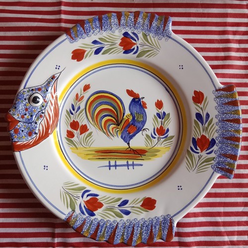 Assiette zoomorphe poisson - poisson, en
