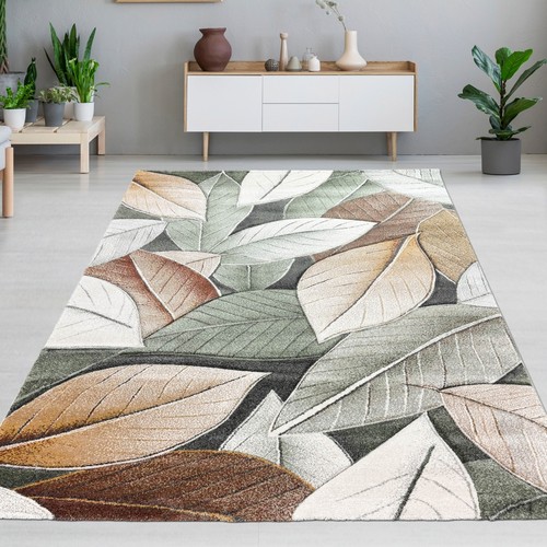 Tapis motif feuilles vert - tapis, en