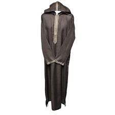 Thobe Jubba Djellaba À Capuche Marron Avec Fermeture Éclair À Manches Longues