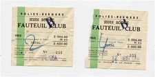 2 Folies Bergere Fauteuil Club Tickets 1954 Paris France 