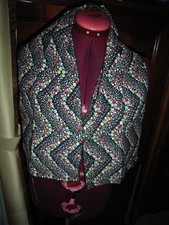 écharpe noire fleurie rouge/vert/blanc 24x110cm polyester