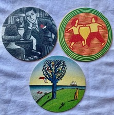 3 Sous bock LEFFE Illustrées par 3 Artistes Bière belge d'Abbaye 