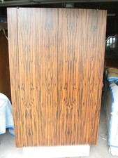 Unique Mid Century Modern MACASSAR EBONY 72" Tall Armoire Lighted Cabinet /Bar