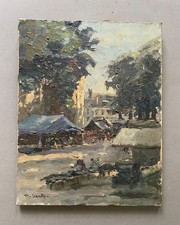 Scène de marché, huile sur