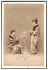 Japan, Florist Vintage Albumen Print.  9x13 Watercolor Albumen Print 