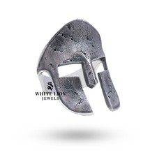 Bague De Motard Pour Homme En Argent 925 Casque De Guerrier Spartan Combatant