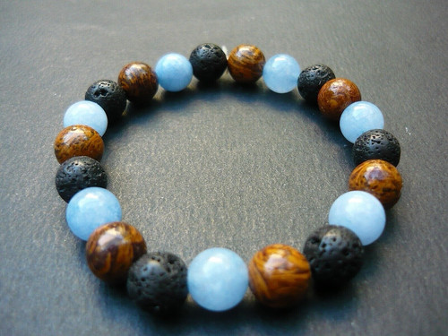 Bracelet perles aigue marine - bracelet,
