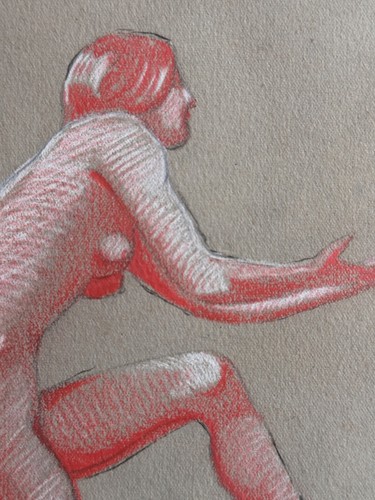 Ancien dessin portrait jeune