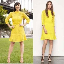 Ba&sh Robe Crochet Lady Cocktail Dress in Jaune Yellow