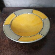 old enamelled plate dish Eastern Morocco mustard color