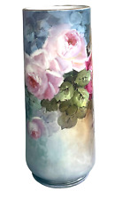 Spectacular Limoges France R. Delinieres & Co. 14" Vase Pink Roses Amazing Color